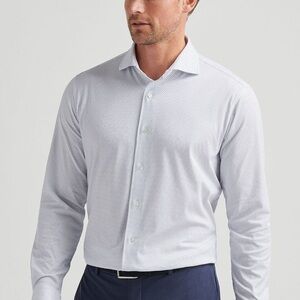 Peter Millar White and Blue Patterned Dress Shirt